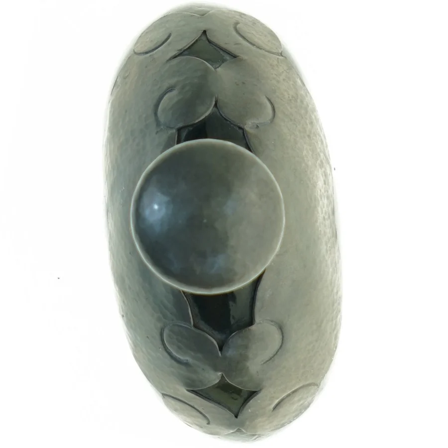 Antik Tindekoreret Glasdekantér flaske med dekorativt mønster og prop (str. 24 x, 14 cm)