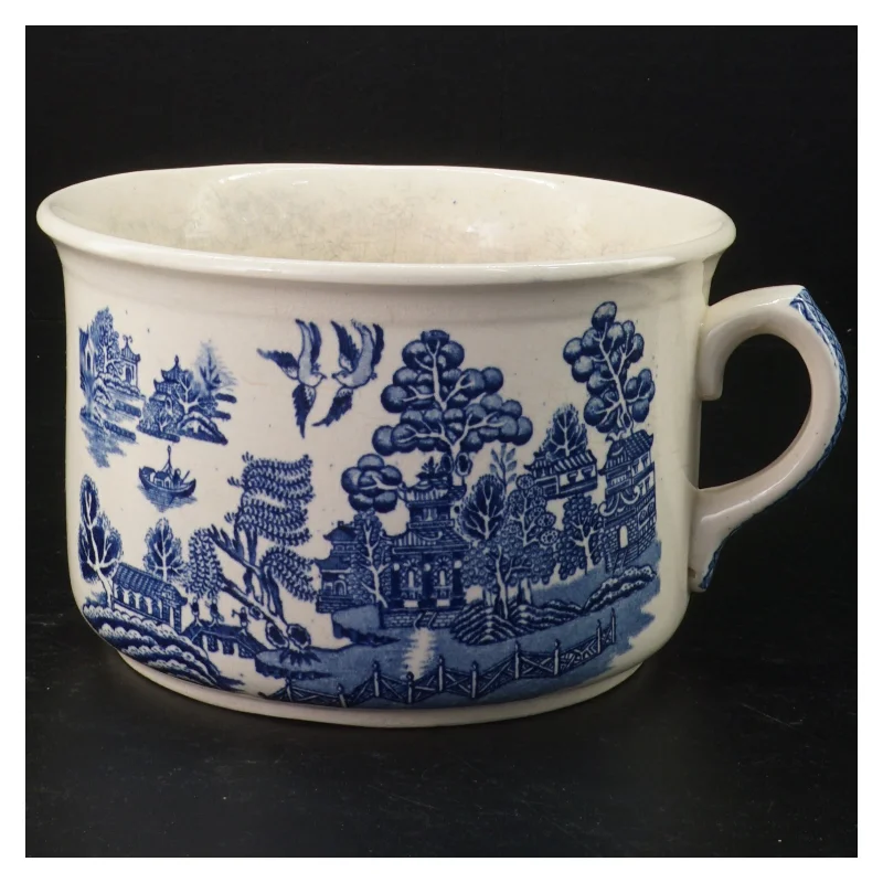 Antik Sadler Blue Willow Engelsk fajance Blå og hvid keramik potte (str. 20 x 17 x 10 cm)