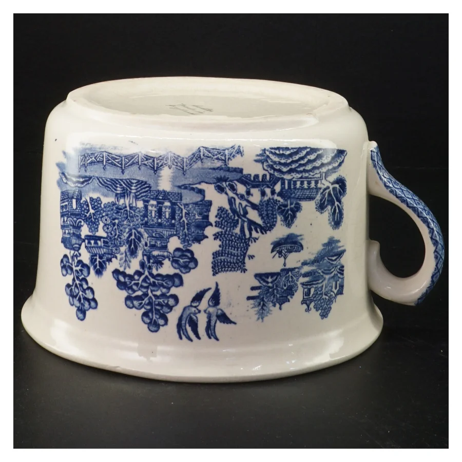 Antik Sadler Blue Willow Engelsk fajance Blå og hvid keramik potte (str. 20 x 17 x 10 cm)