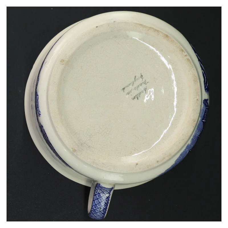 Antik Sadler Blue Willow Engelsk fajance Blå og hvid keramik potte (str. 20 x 17 x 10 cm)