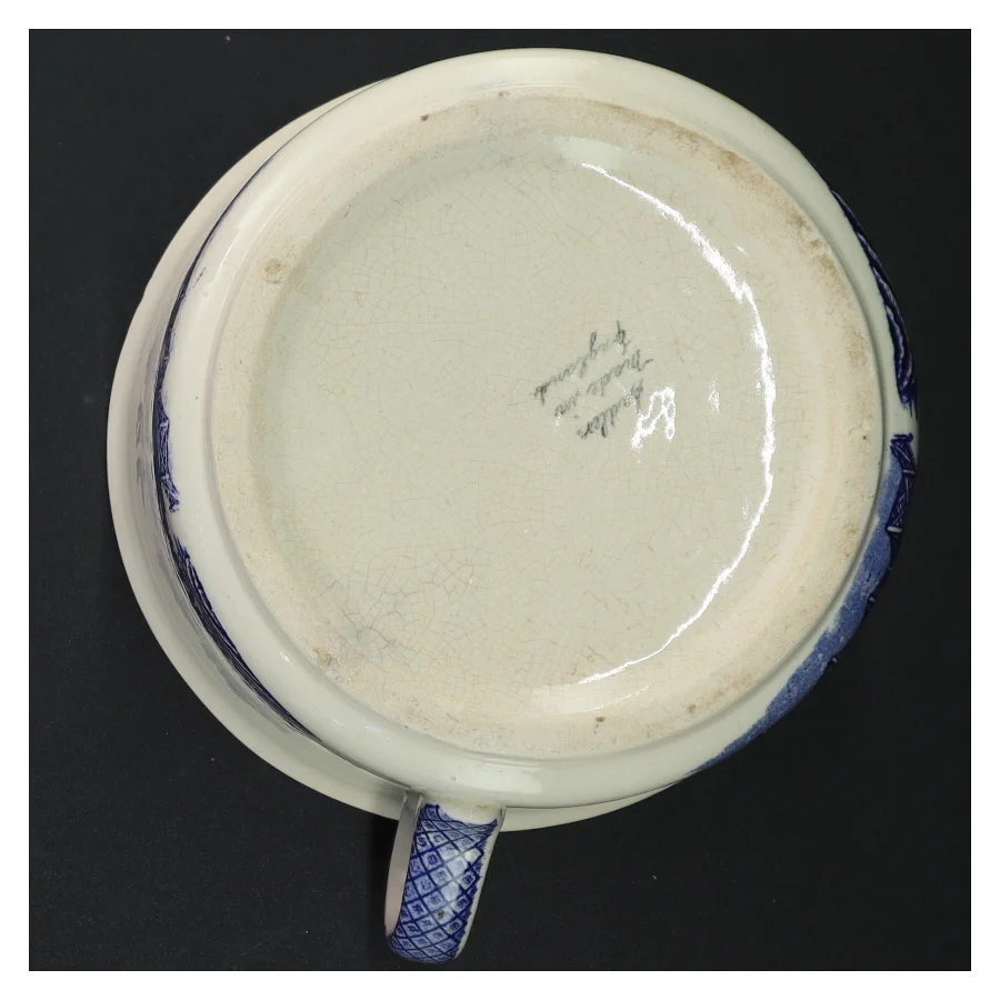 Antik Sadler Blue Willow Engelsk fajance Blå og hvid keramik potte (str. 20 x 17 x 10 cm)