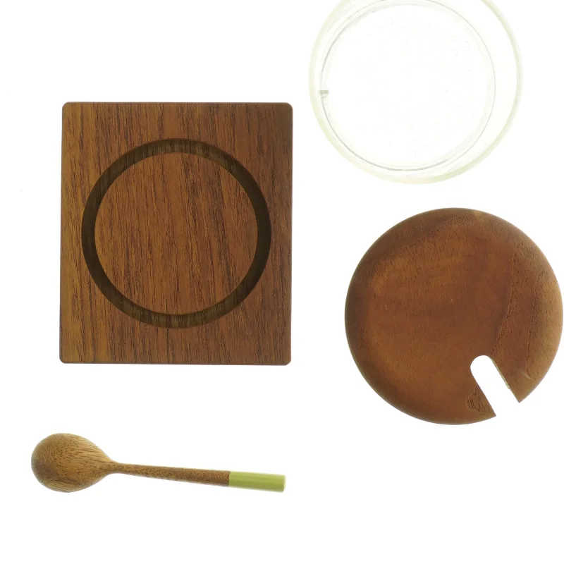 Lüthje 1960er Teak Beholder med ske (str. 10 x 11 cm)