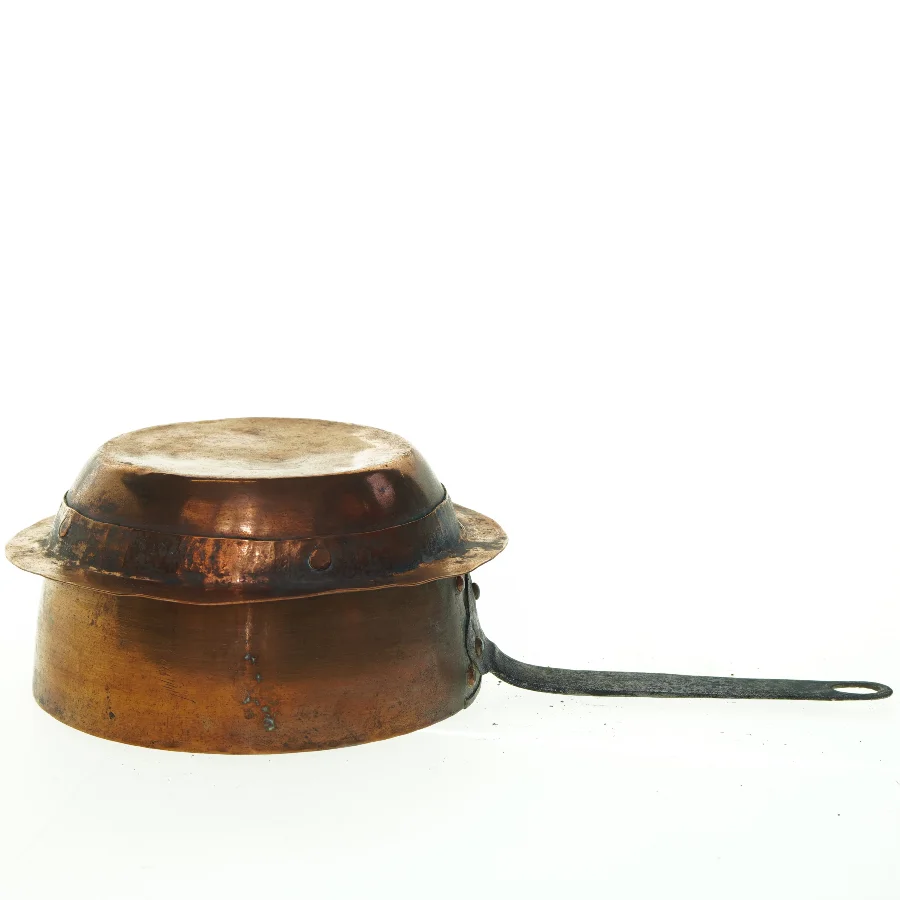 Antik kobber kasserolle gryde (str. 20 x 35 x 10 cm)