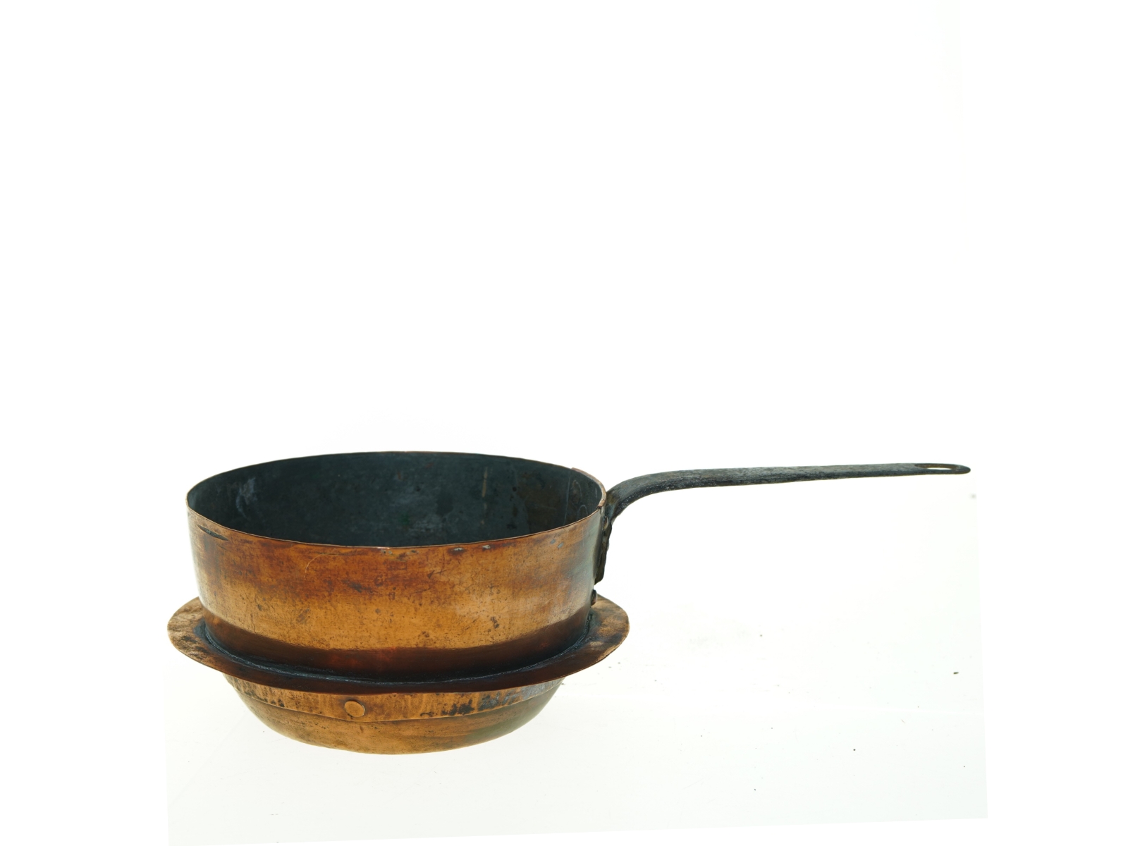 Antik kobber kasserolle gryde (str. 20 x 35 x 10 cm)