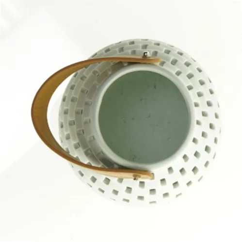 Keramik Lanterne med læder strop håndtag (str. 19 x 19 cm)