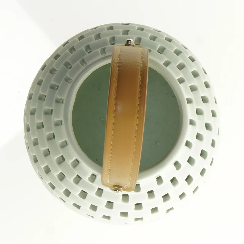 Keramik Lanterne med læder strop håndtag (str. 19 x 19 cm)