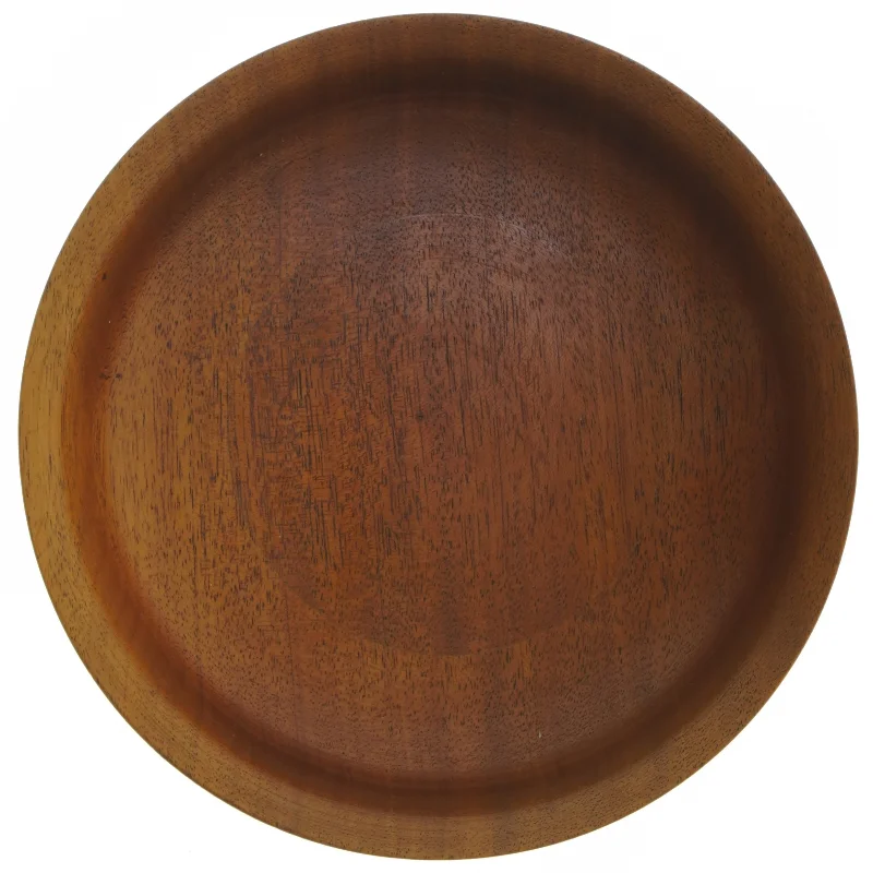 Drejet Teak Træskål på fod (str. Ø. 20 cm. længde. 8 cm)