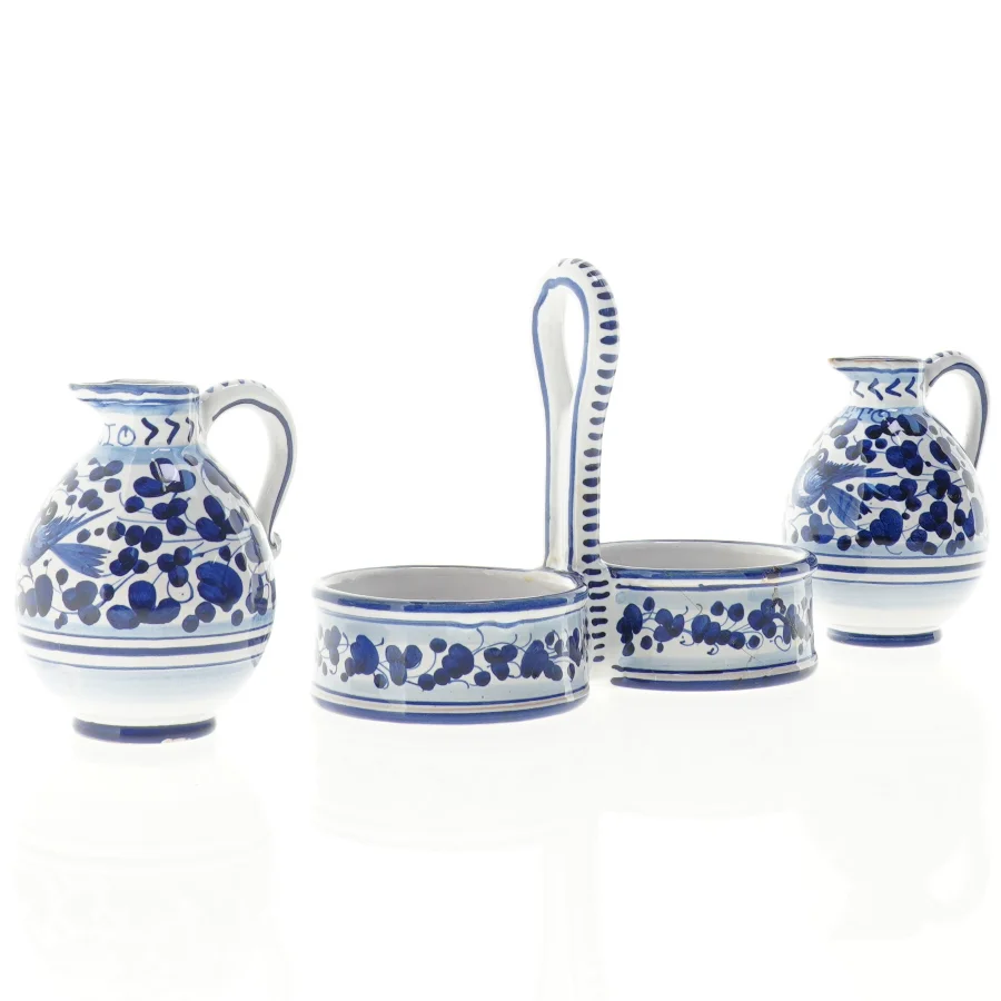 Olie- eddikesæt i porcelæn med holder (str. 19 x 9 x 14 cm)