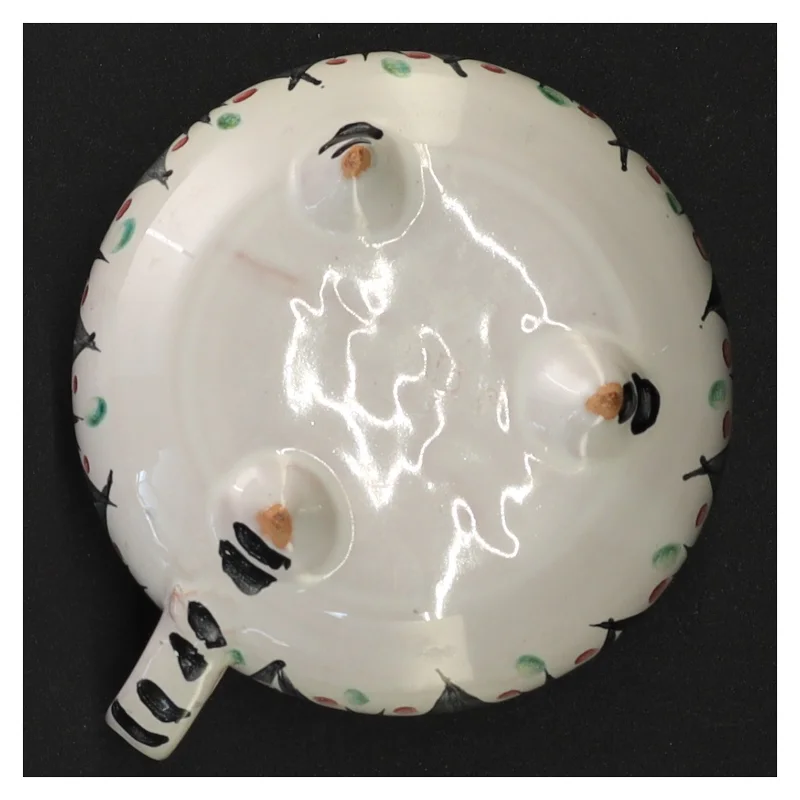 Hånd malet Dekoreret Keramik kande på fødder (str. 13 x 6 cm)