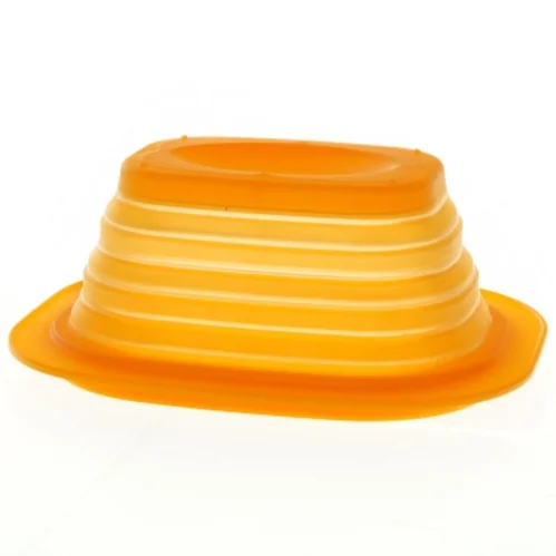 Gul Tupperware sammenklappelig plastikbeholder med låg (str. 20 x 15 cm)
