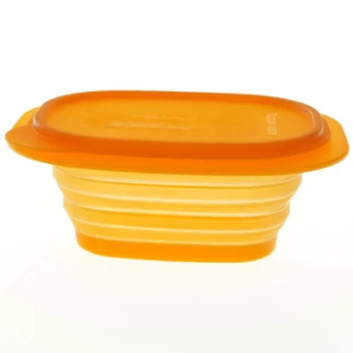 Gul Tupperware sammenklappelig plastikbeholder med låg (str. 20 x 15 cm)
