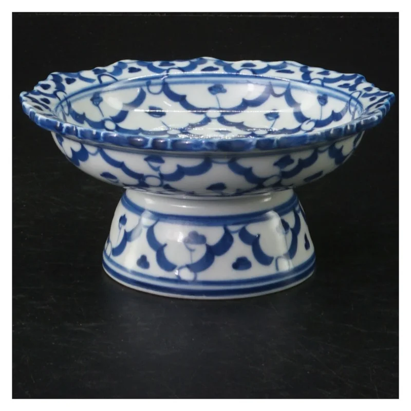 Blå og hvid porcelænsskål (str. H. 5,5 cm. ø. 11,5 cm)