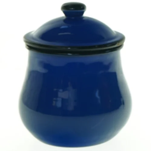Blåt Retro Emalje krukke med låg (str. 12 x 10 cm)
