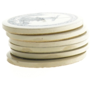 Sæt af 6 Delft porcelæn bordskånere kakler (str. 6 styk. ø. 9 cm)