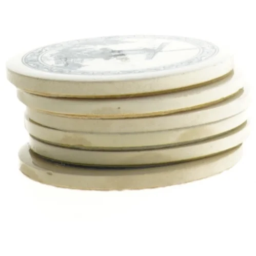 Sæt af 6 Delft porcelæn bordskånere kakler (str. 6 styk. ø. 9 cm)
