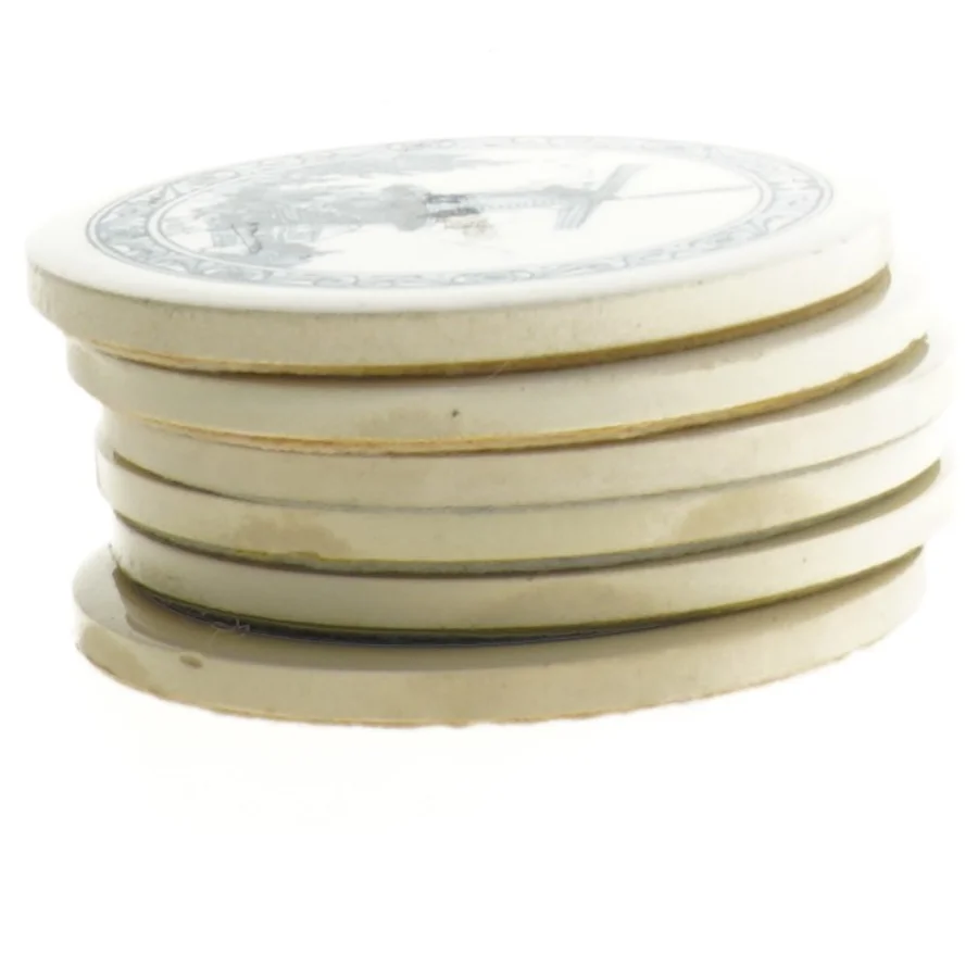 Sæt af 6 Delft porcelæn bordskånere kakler (str. 6 styk. ø. 9 cm)