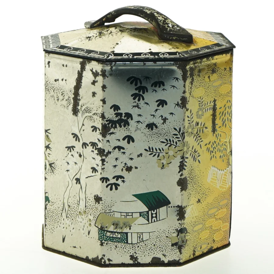 Vintage Peek Frean & Co. Ltd. metal container fra Peek Frean & Co. Ltd. (str. Ø 12x12,5 cm)