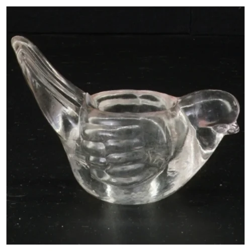 Glasfugl lysestage skål(str. 12 x 7 x 8 cm)