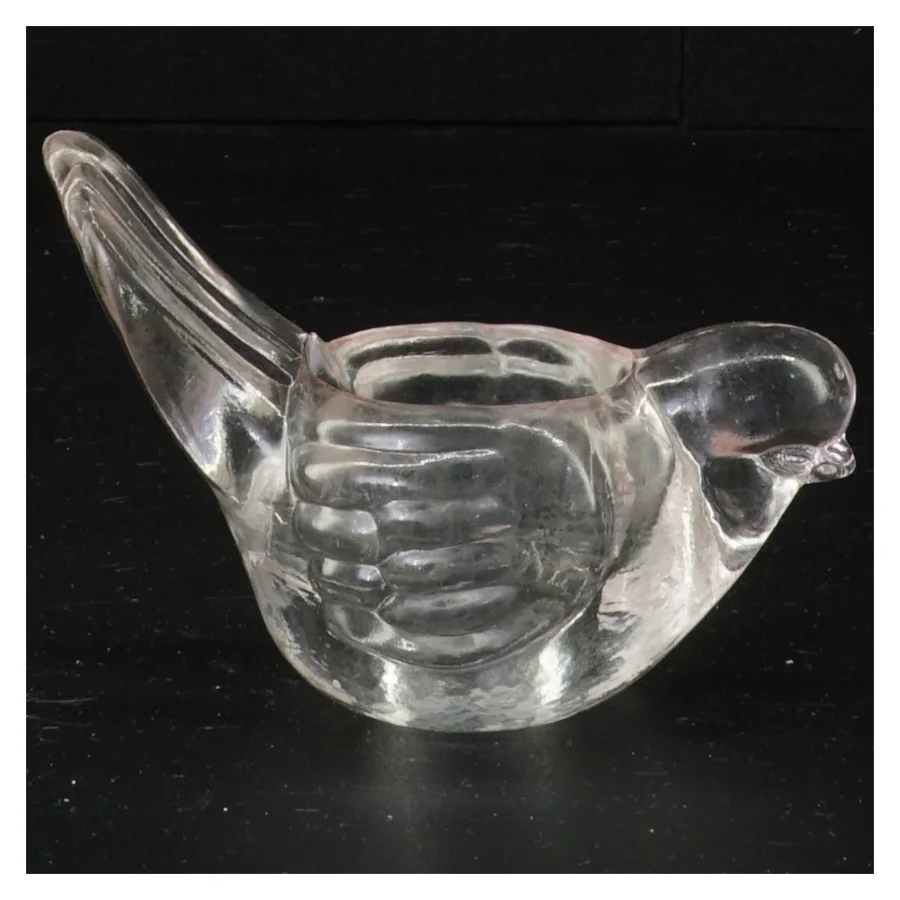 Glasfugl lysestage skål(str. 12 x 7 x 8 cm)