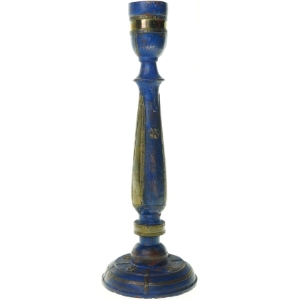 Vintage Rustik Træ Lysestage med metal ornamentik (str. 32 x 12 cm)