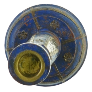 Vintage Rustik Træ Lysestage med metal ornamentik (str. 32 x 12 cm)