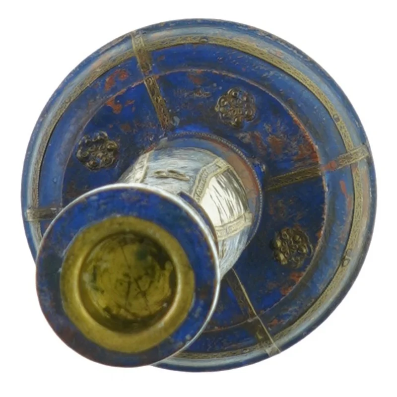 Vintage Rustik Træ Lysestage med metal ornamentik (str. 32 x 12 cm)