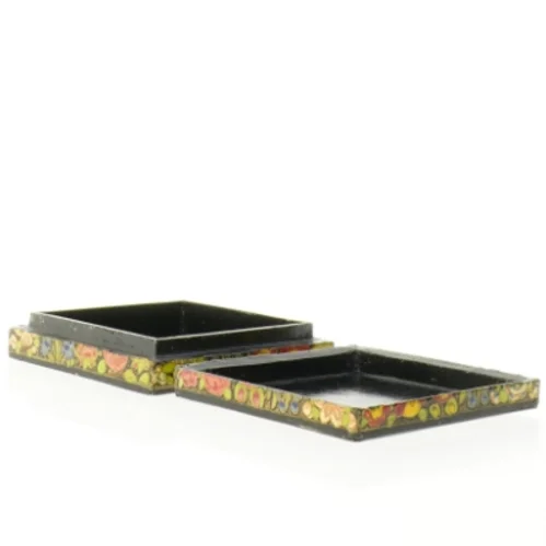 Dekorativ Ældre Æske med håndmalet blomstermotiv (str. 11,3 x 3 cm)