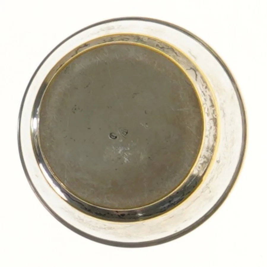 Sølvplet vase med glasindsats  (str. 15,5 cm)