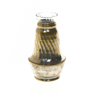 Sølvplet vase med glasindsats  (str. 15,5 cm)