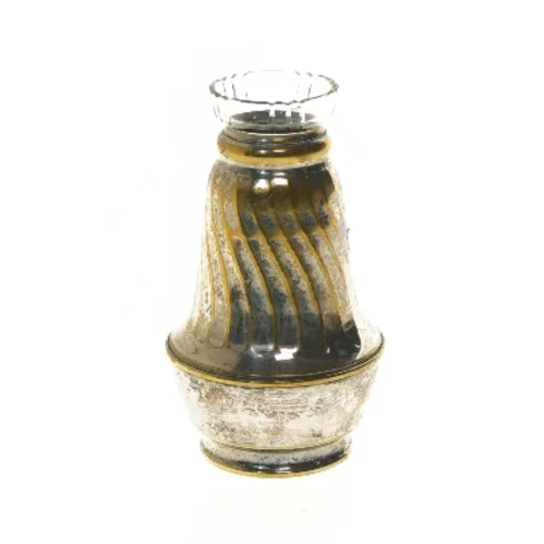 Sølvplet vase med glasindsats  (str. 15,5 cm)