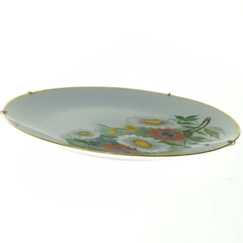 Håndmalet Pynte Platte med Blomstermotiv til ophæng fra Krautheim (str. 31 cm)