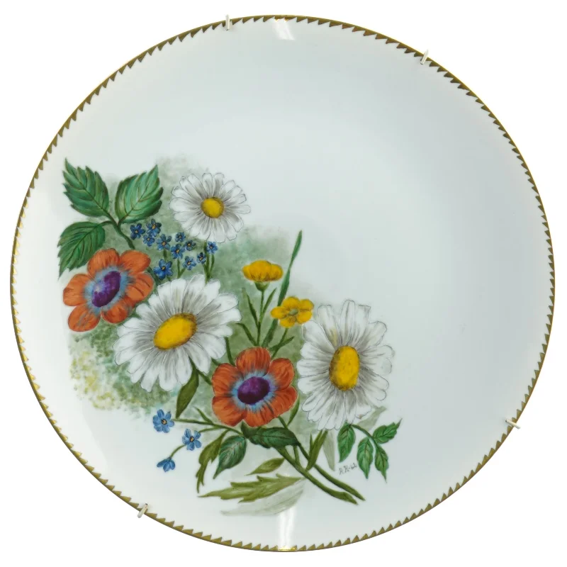 Håndmalet Pynte Platte med Blomstermotiv til ophæng fra Krautheim (str. 31 cm)