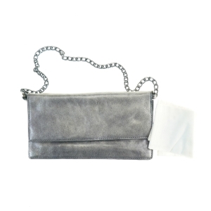 Læder Kuvert Taske i flot Antik sølv farve (str. 26 x 13 cm)