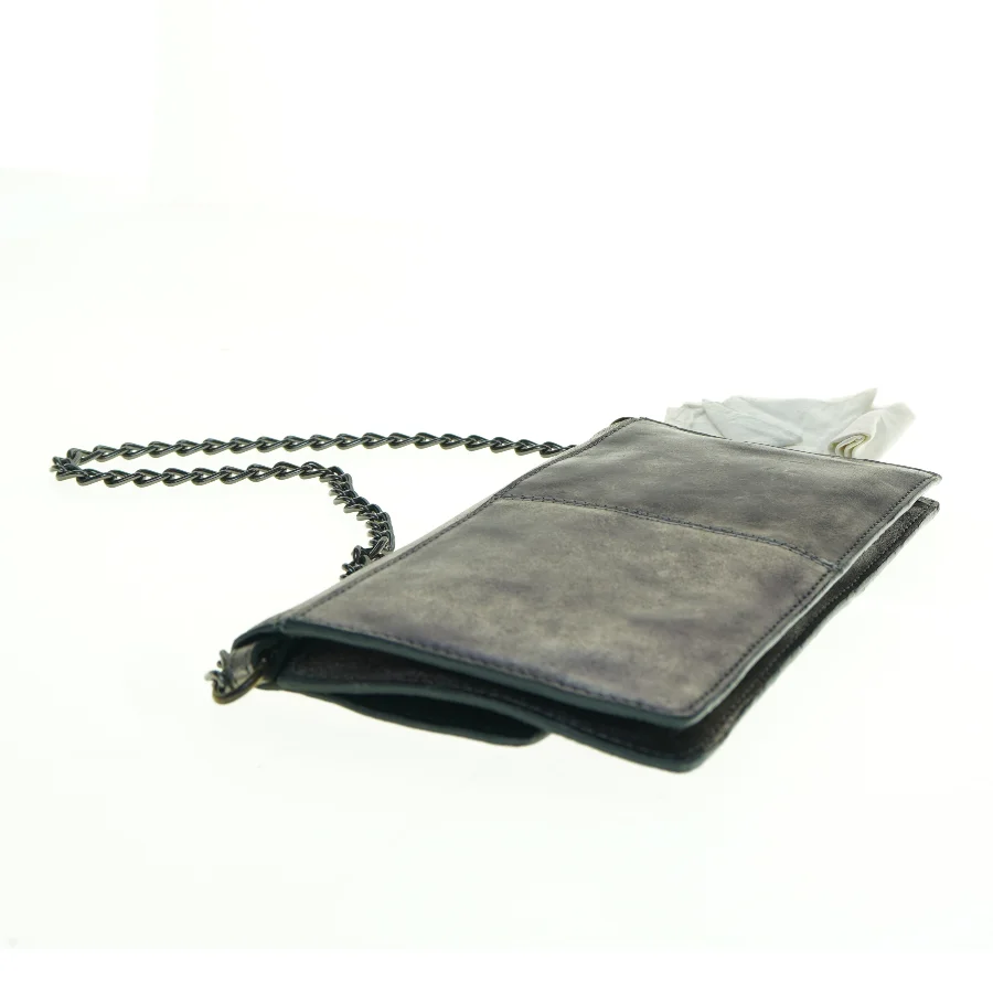 Læder Kuvert Taske i flot Antik sølv farve (str. 26 x 13 cm)