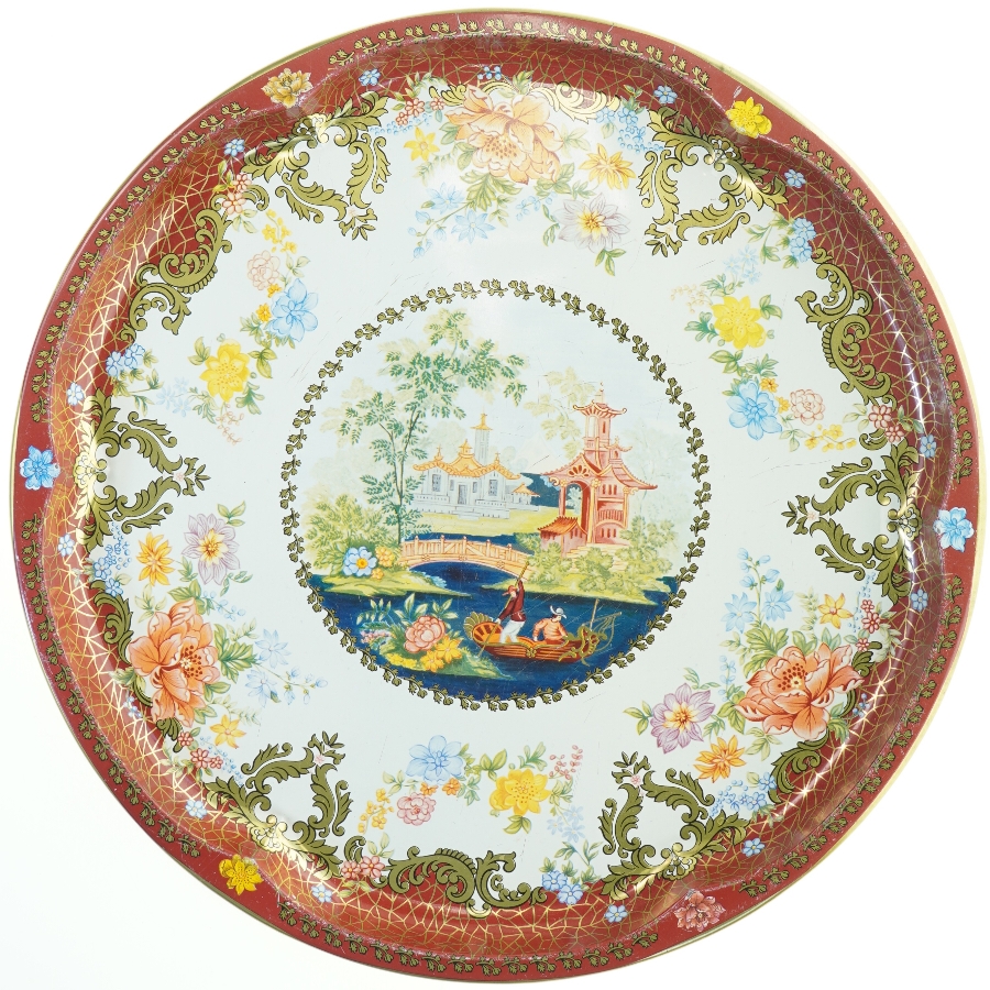 Britisk vintage Daher serveringsbakke Ø 42 cm fra The Metal Box Co. (str. Ø 42 cm)