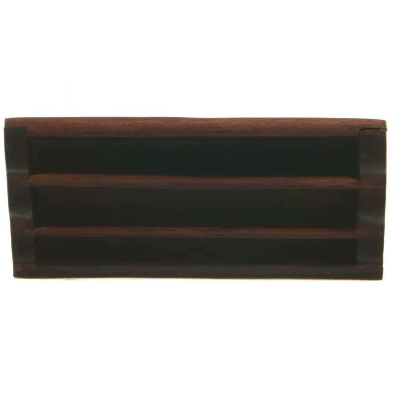 Træ organisator brevholder med indlæg af guld (str. 15 x 10 x 6,5 cm)