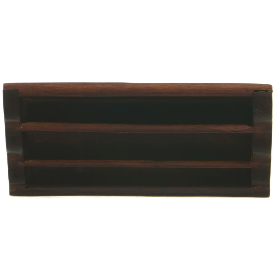 Træ organisator brevholder med indlæg af guld (str. 15 x 10 x 6,5 cm)