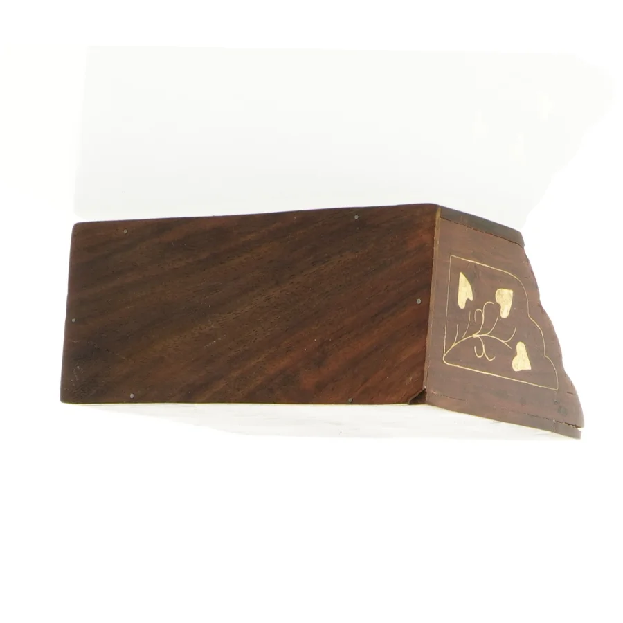 Træ organisator brevholder med indlæg af guld (str. 15 x 10 x 6,5 cm)