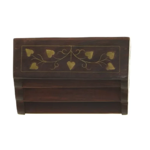 Træ organisator brevholder med indlæg af guld (str. 15 x 10 x 6,5 cm)