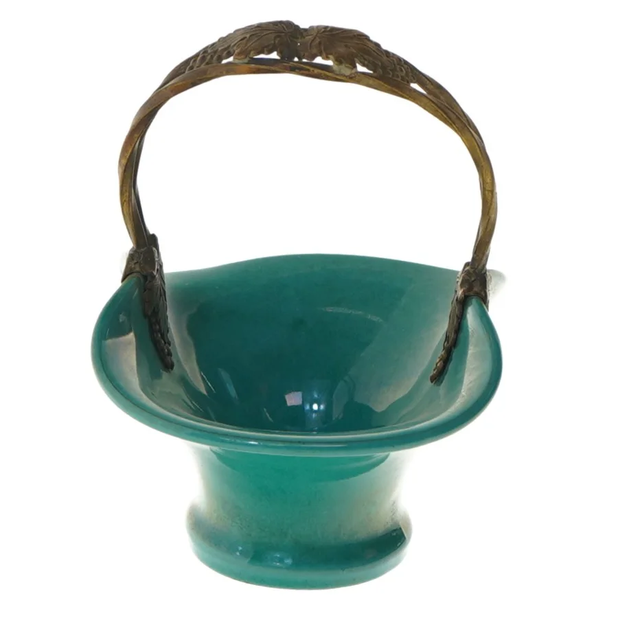 Antik kurv med metalhank (str. 12 cm)