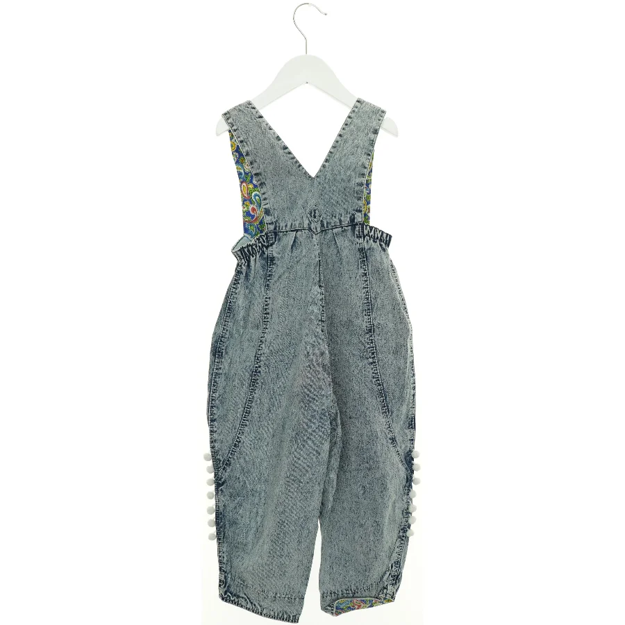 Vintage Stonewashed Denim Overalls med pomponer fra Reima (str. 92 cm)