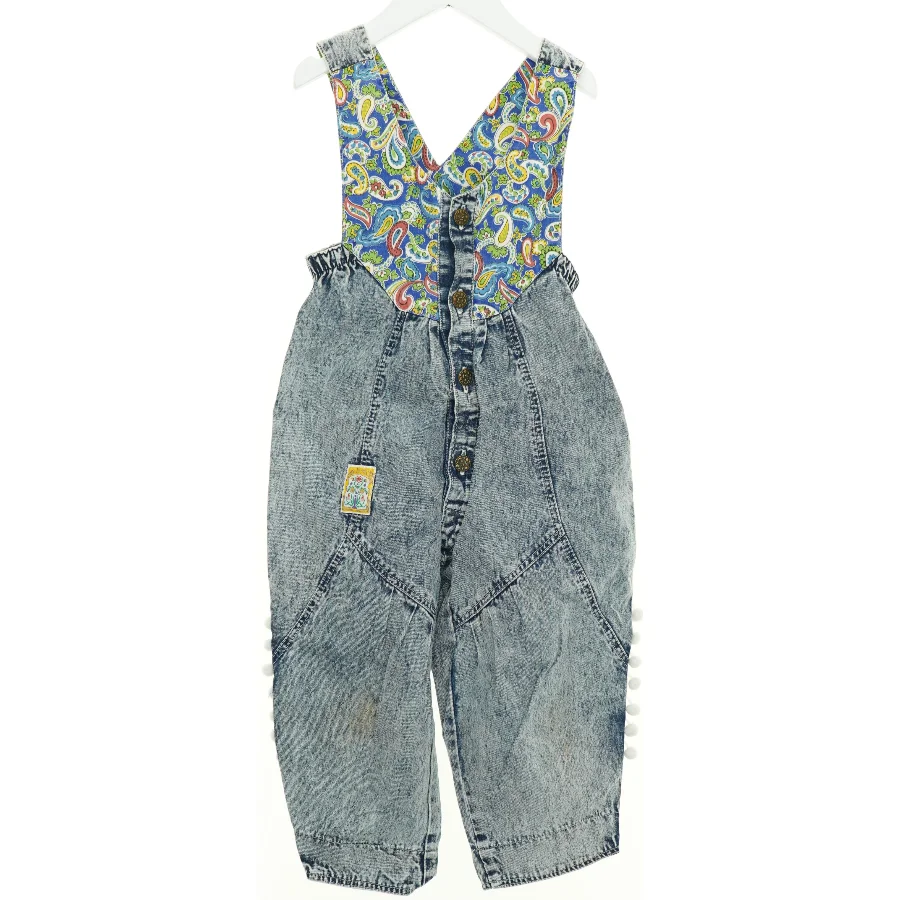 Vintage Stonewashed Denim Overalls med pomponer fra Reima (str. 92 cm)