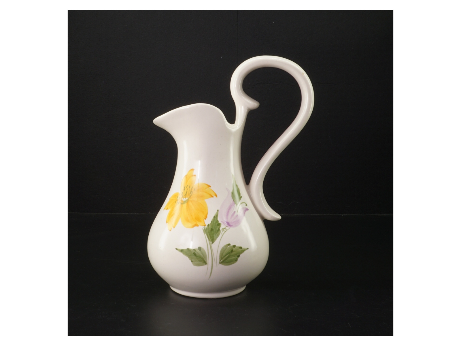 Keramikkande med blomstermotiv (str. K. 23 cm. ø. 13 cm)