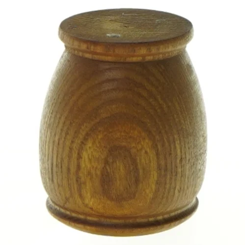 Teak Træ krukke med keramik låg (str. H. 8 cm)