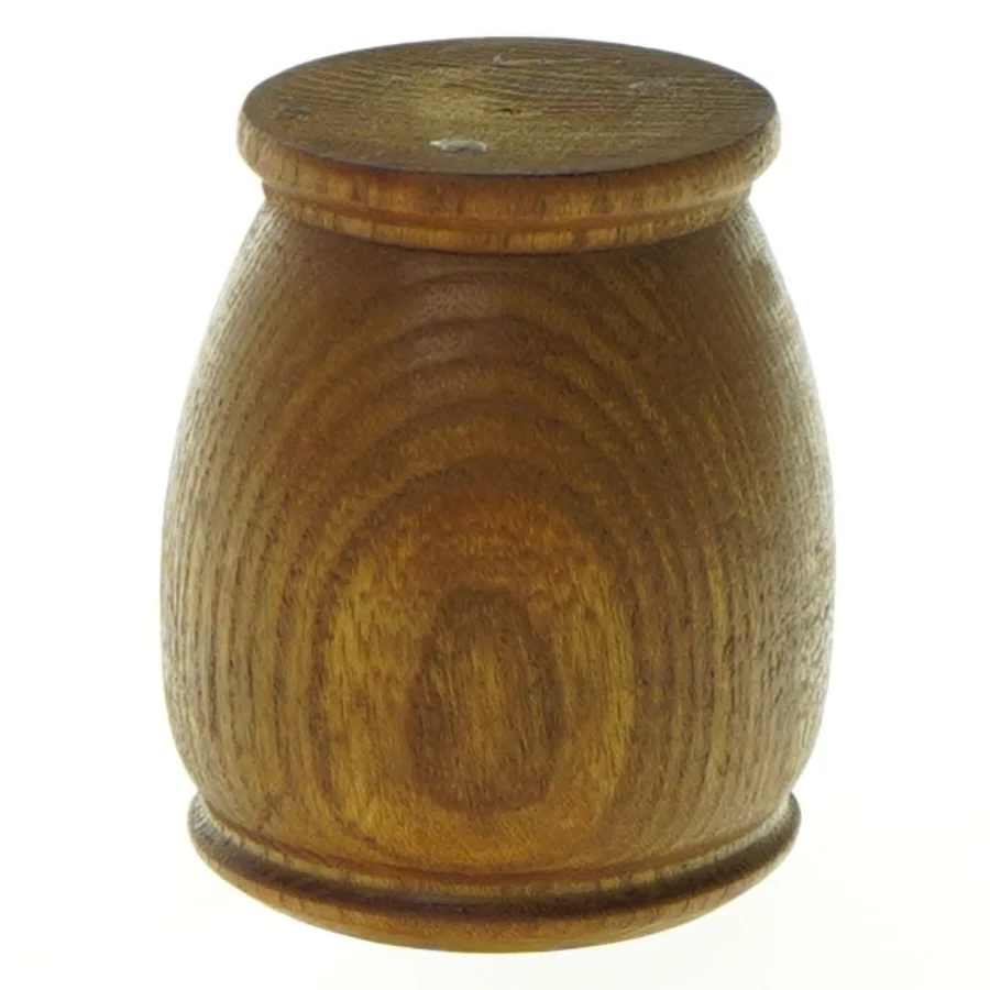 Teak Træ krukke med keramik låg (str. H. 8 cm)