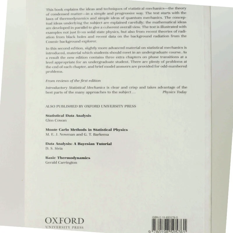 Introductory statistical mechanics (Bog)