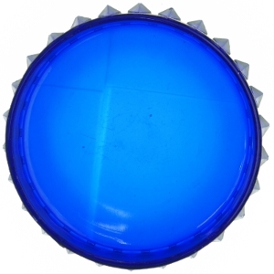 Blåt glasfad monteret med hamret metal (str. Ø 20 cm)