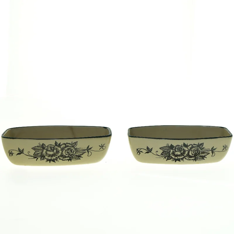 Aksini Keramik fade med Sorte Bonderoser (str. 19 x 10 cm)