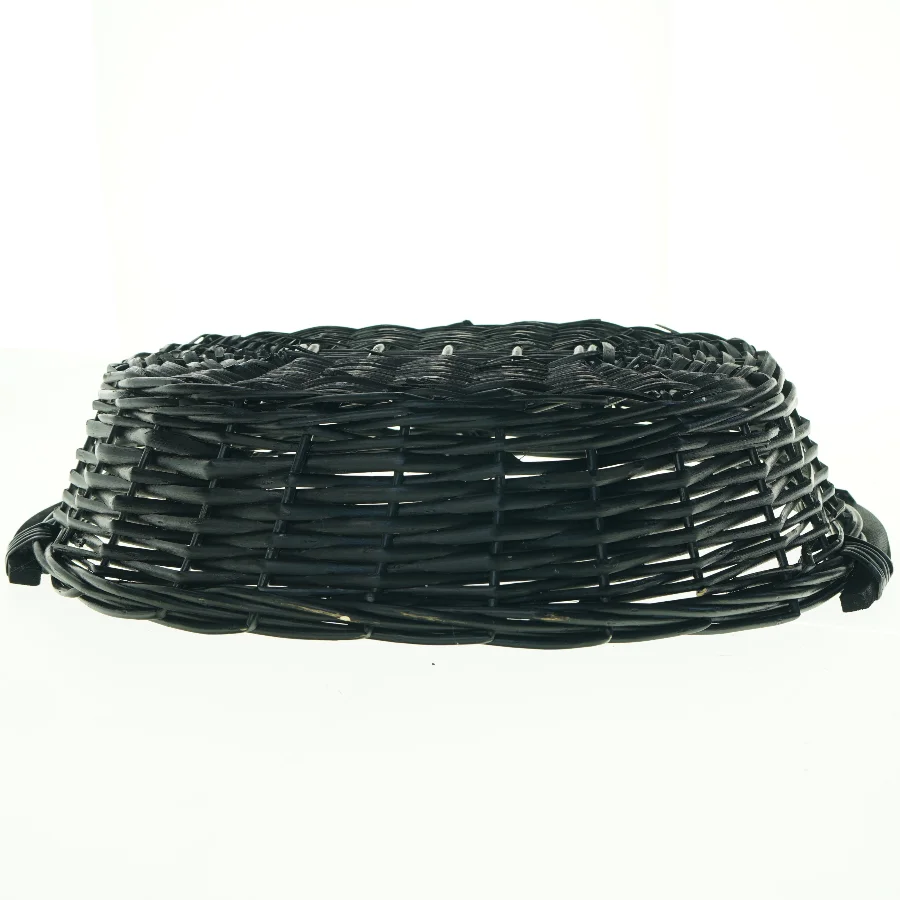 Stor sort Fletkurv med træhåndtag (str. 50 x 40 cm)