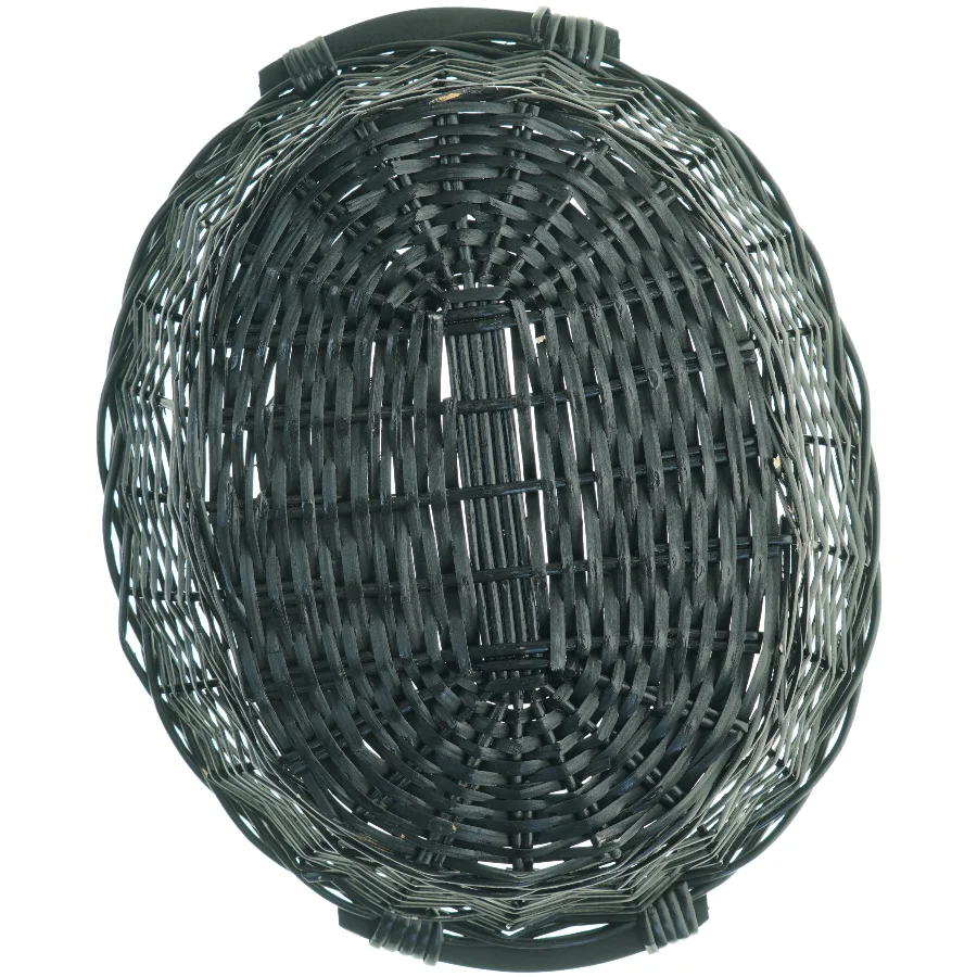 Stor sort Fletkurv med træhåndtag (str. 50 x 40 cm)